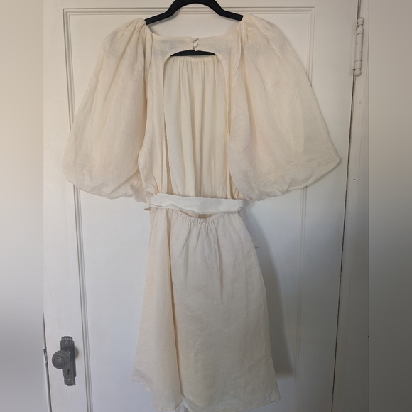 Bananan Republic Ramie Open Back Dress Cream Women's Small Tall - Picture 9 of 10